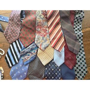 Mens Silk Neckties Lot of 15 Designer Brands Assorted Patterns Styles Crafts